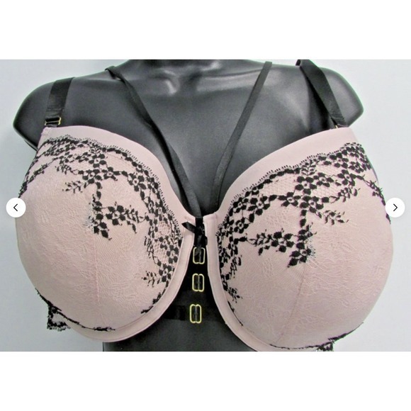 Cacique Other - Cacique Seriously Sexy Lightly Lined Balconette Bra 42F Lipstick Black Lace